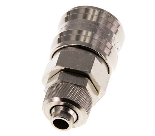 Nickel-plated Brass DN 7.2 (Euro) Air Coupling Socket 8x10 mm Union Nut Double Shut-Off