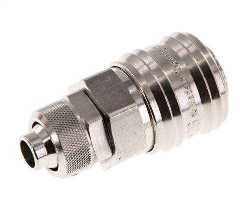 Nickel-plated Brass DN 7.2 (Euro) Air Coupling Socket 9x12 mm Union Nut Double Shut-Off