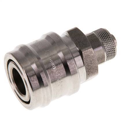 Stainless steel DN 7.2 (Euro) Air Coupling Socket 6x8 mm Union Nut Double Shut-Off
