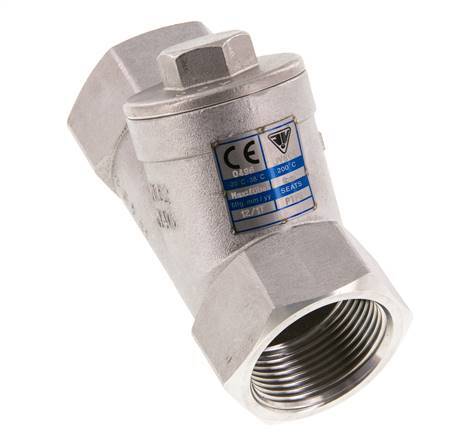 G1-1/4'' Stainless Steel 316 Y Check Valve PTFE 0.4/0.8-40bar - CLYS