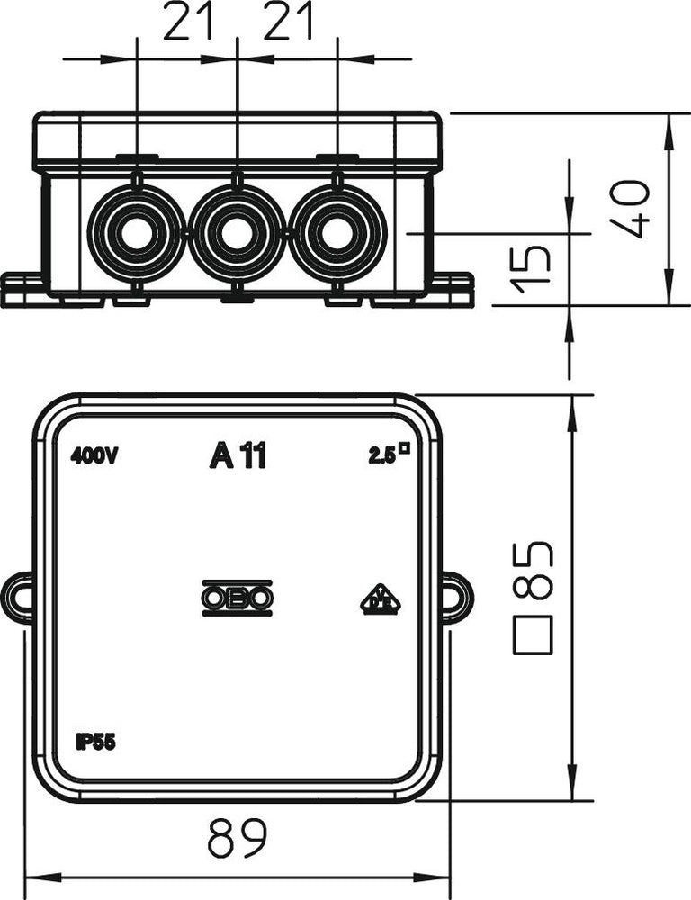 OBO A Surface mounted Box Wall/Ceiling - 2000180 [2 Pieces]