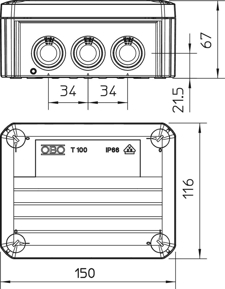 OBO T-Box Surface Mounted Box Wall/Ceiling - 2007533
