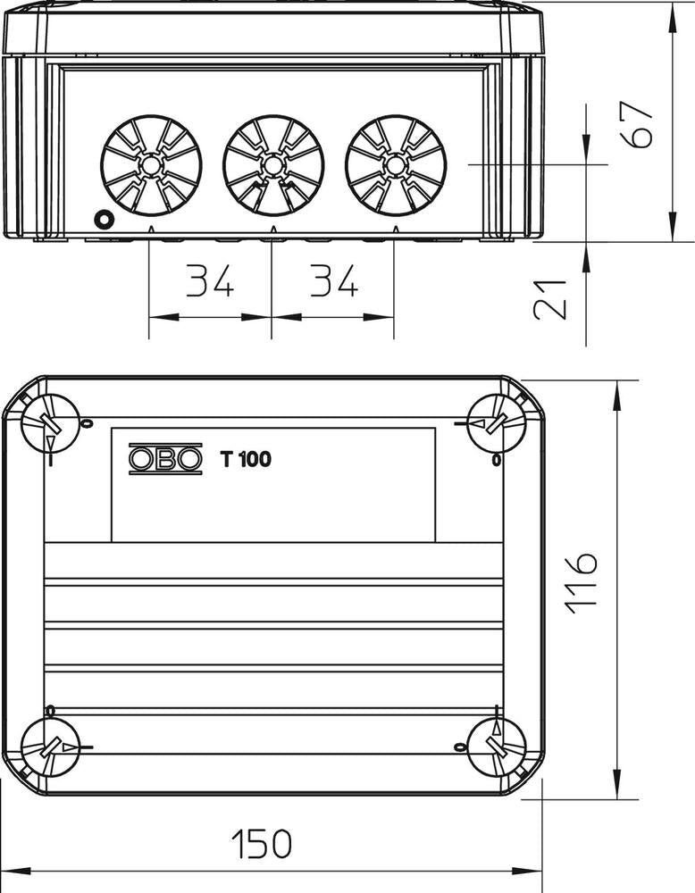 OBO T-Box Surface Mounted Box Wall/Ceiling - 2007805