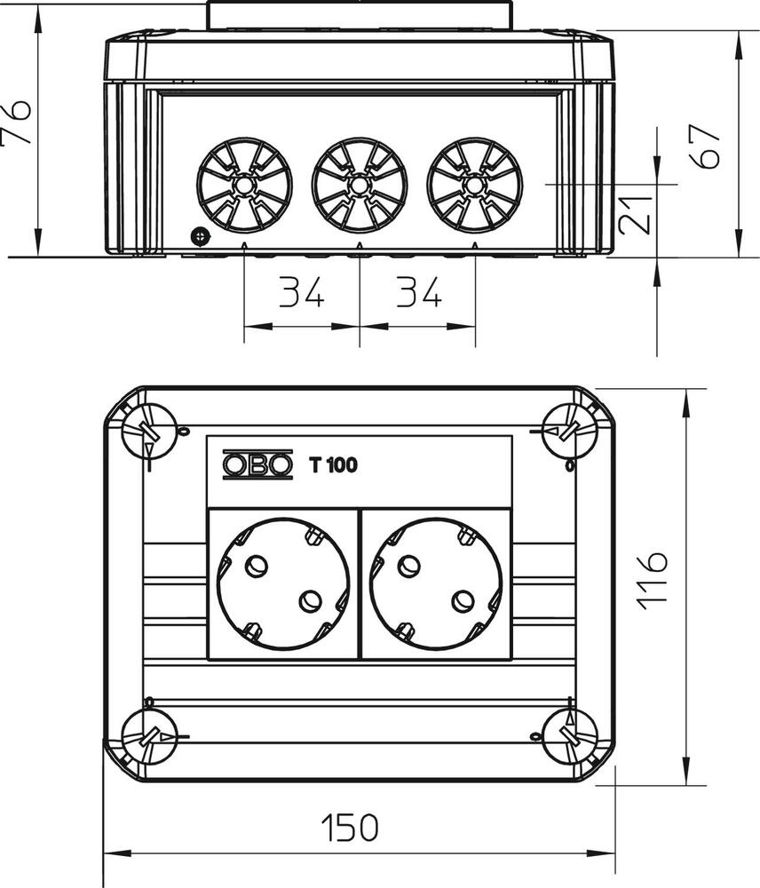 OBO T-Box Surface Mounted Box Wall/Ceiling - 2007821