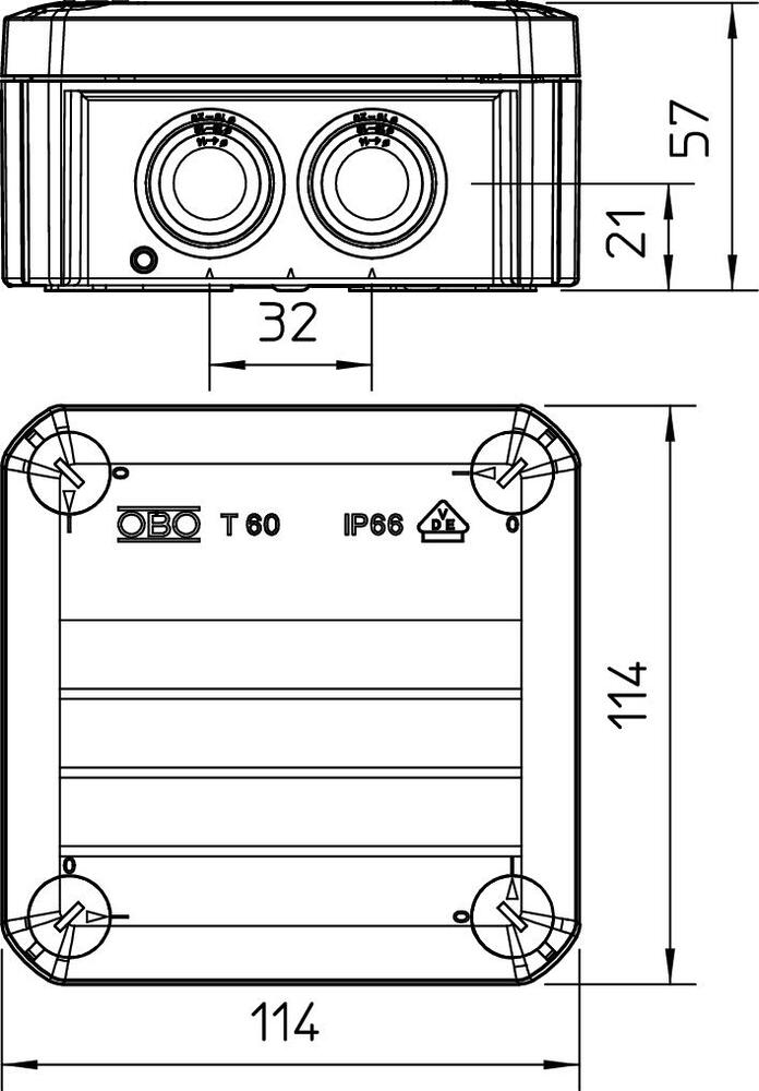 OBO T-Box Surface Mounted Box Wall/Ceiling - 2007922