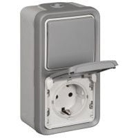 Legrand Plexo IP55 Vertical Switch Socket Combination - 069746