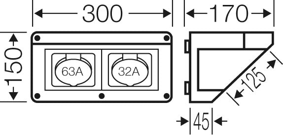 MI CB 14 Connection Box 1x32A 1x63A 5 Pole 400V 6H CEE - Mi CB 14