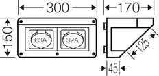 MI CB 14 Connection Box 1x32A 1x63A 5 Pole 400V 6H CEE - Mi CB 14