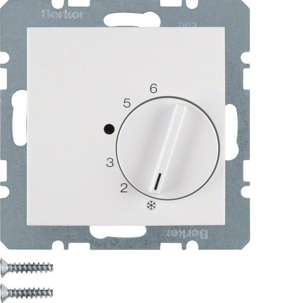Hager Berker Room Thermostat With Changeover Contact Polar White Glossy - 20268989