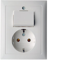 Hager Berker S1 Combination Switch Socket Outlet Polar White Matte - 6143561949