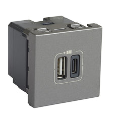 Legrand Mosaic USB Charger Type A+C 2 Module Aluminum - 079392