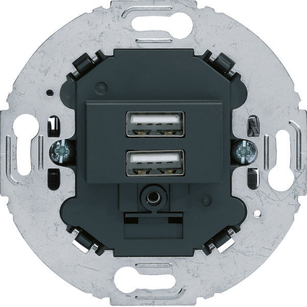 Hager Berker 230V USB Charging Socket Outlet 2 Gang 3.0A S1930 Round Ring - 260215