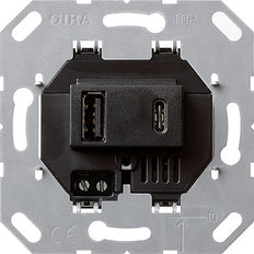 Gira USB Power Supply 2 Ports Type A/C Base Unit Black - 236900