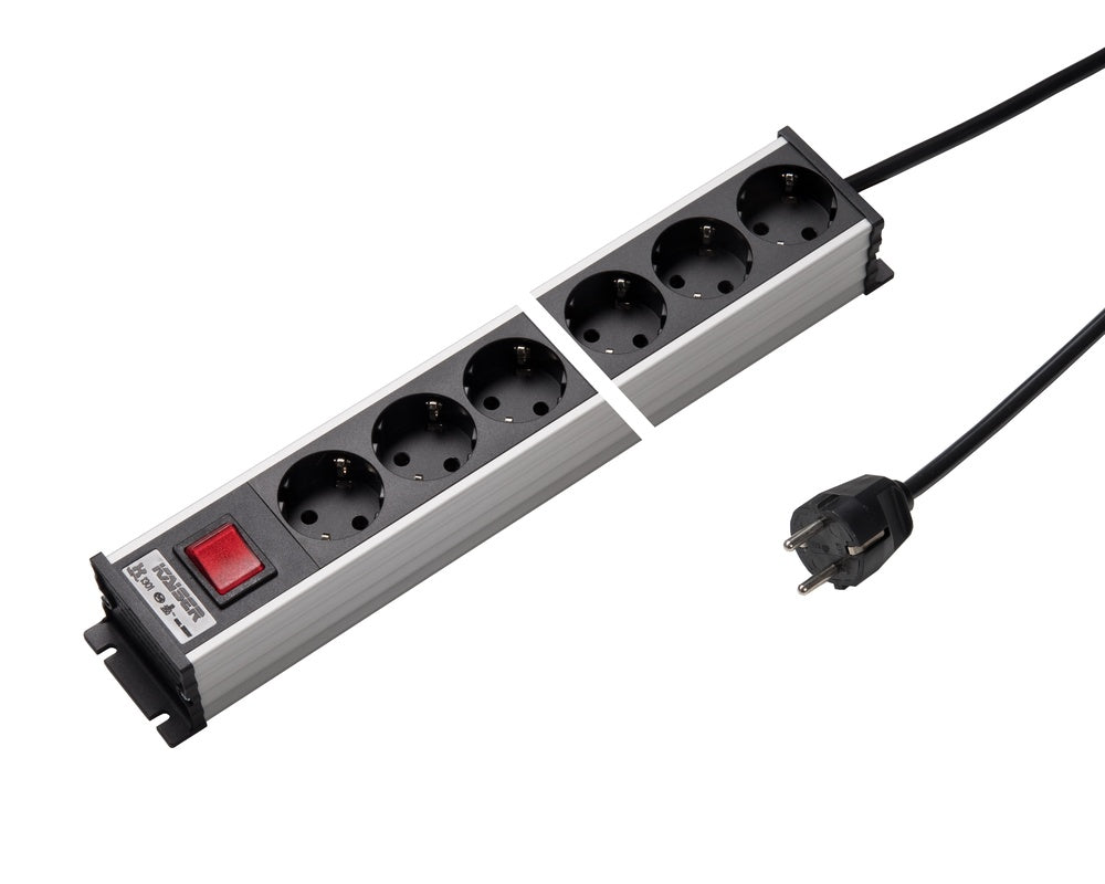 Martin Kaiser Aluminum Power Outlet Strip 6-Way 45 Degree Earth Contact - 1301KZL4SW15 [10 Pieces]