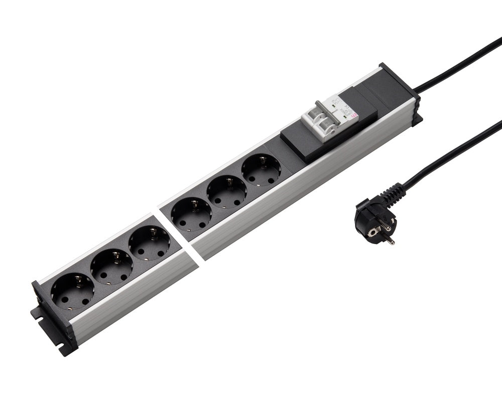 Martin Kaiser 6-Way Power Strip With 16A 2-Pole Circuit Breaker 3M Cable - 1336ZL6/16L-SW3 [10 Pieces]