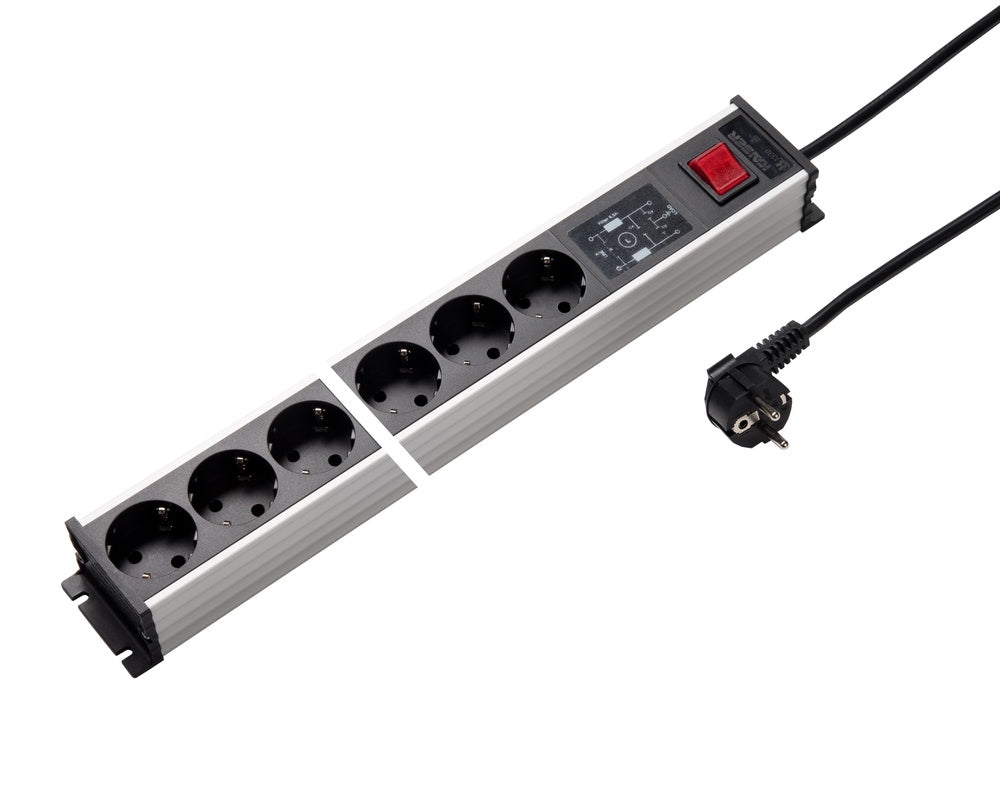 Martin Kaiser Aluminum 6 Outlet Power Strip With 3m Cable - 1338ZL6SW3 [10 Pieces]