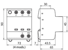 Combined Arrester DEHNshield Type 1+2 Three-Phase TN-C TNC 255 - 941300
