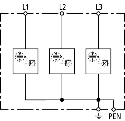 Combined Arrester DEHNshield Type 1+2 Three-Phase TN-C TNC 255 - 941300