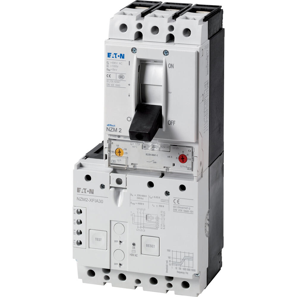 Eaton NZM2 3P 250A Circuit Breaker With 150KA RCD 30mA AC/DC - 184963