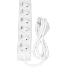 Selly 6x 230V 1.5M White Socket With Earthed Plug - 381.241S
