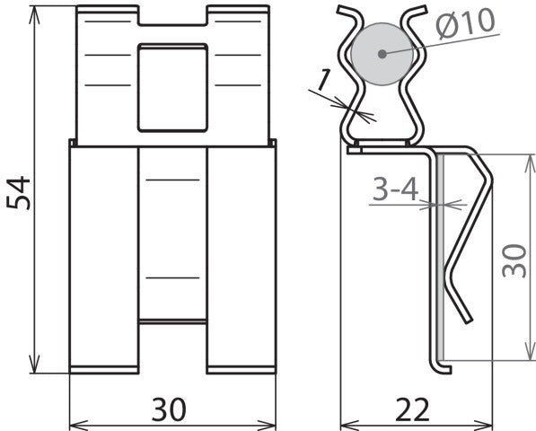 Dehn DC BK 10 FL30 STBLANK Reinforcement Clamp For RD 10mm - 308142 [2 pieces]