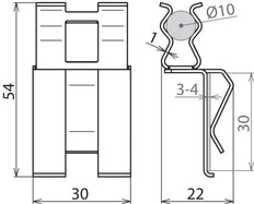 Dehn DC BK 10 FL30 STBLANK Reinforcement Clamp For RD 10mm - 308142 [2 pieces]