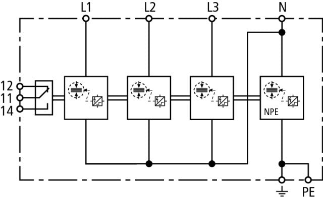 Dehn DSH TT 255 FM Combined Arrester Type 1+2 For 3-Phase TT TN-S - 941315