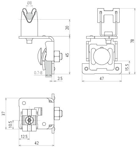Roof Conductor Holder For Tin Roofs With Parallel Seam - 223031