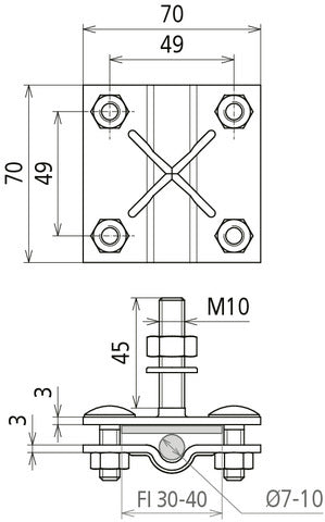 Dehn Connect Clamp For Fixed Earthing Point M10 For Rd 7-10 - 478141