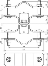 Dehn Railing Clamp For Pipes DEHNiso Combi D48-60mm D50mm V2A - 105354