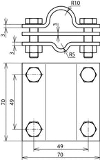 Dehn Earth Rod Terminal Clamp Stainless Steel For D 20mm Rd 7-10mm Fl -40mm - 610020