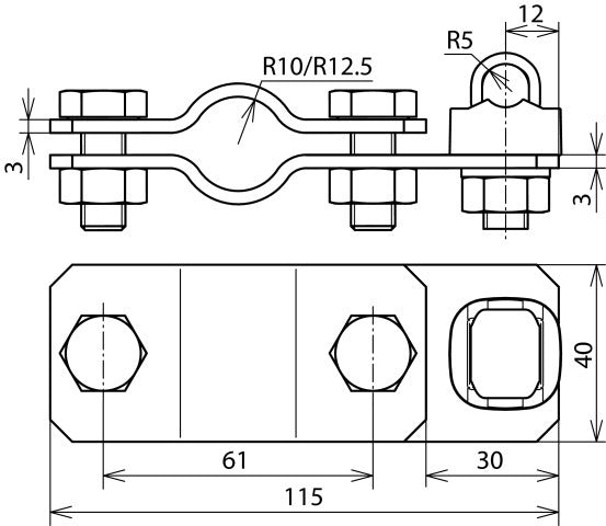 Dehn St/tZn 20mm Earth Rods Connection Bracket Set - 620011