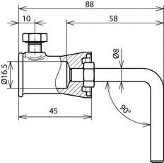 Dehn 90 Degree Stainless Steel Fixing Adapter With Socket - 106341