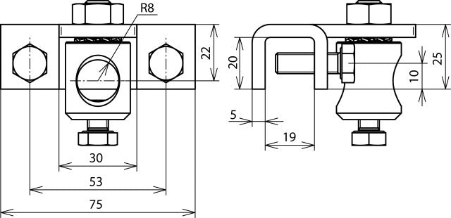 Dehn Terminal For Profiles 3-18mm With Clamping Bolt Al - 106319