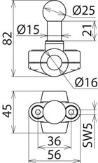 Dehn Fixed Ball Point Clamp For Round Conductors D25mm 16mm - 725016