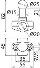 Dehn Fixed Ball Point D 25MM Clamp Type A Round Conductor - 725020