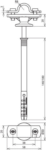 Rod Holder With Flange For 16mm Rod With 180mm Frame Dowel - 273731