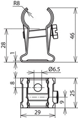 Stainless Steel Rod Holder for 13-16mm Wall Mount with 6.5mm Hole - 275019 [2 pieces]