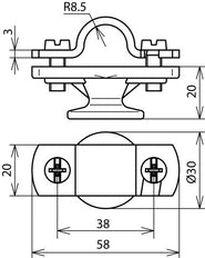 DEHN Rod Holder With M8 Female Thread For Rd 16mm St - 275116