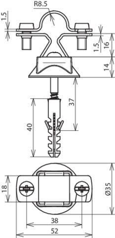 DEHN Stainless Steel Rod Holder With Wood Screw And Plastic Dowel - 274260