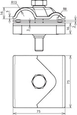 Dehn Maxi MV Clamp St/Bare Rd 8-16/15-25mm With Screw M12x65mm - 308040