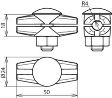 Dehn ES Connector RCB For Rd 8mm With Truss Head Screw - 309087
