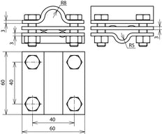 Dehn Cross Unit Stainless Steel for Rd 8-10/16mm Rd 16/Fl 30mm - 319219