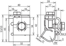 Dehn Gutter Clamp With Double Cleat For Rd 8-10mm Bead 16-22mm - 339050 [2 pieces]