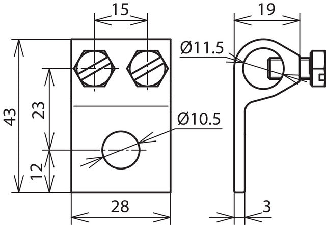 Dehn Al Clamping Shoe With Bore D 10.5mm For Rd 10mm - 347205