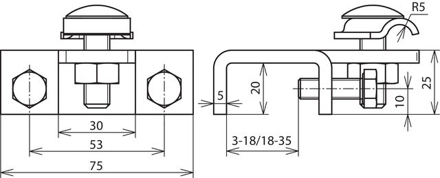 Dehn Terminal ST TZN Horizontal Type For Profiles 3-18mm - 372210