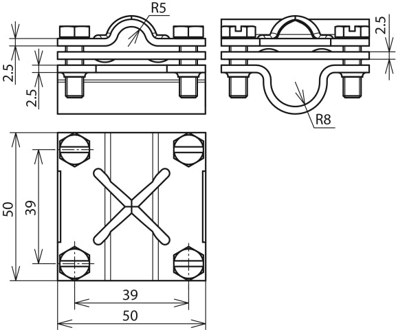 Dehn Cross Unit With Intermediate Plate CU KS 16 FL 30MM RD 16 - 316167