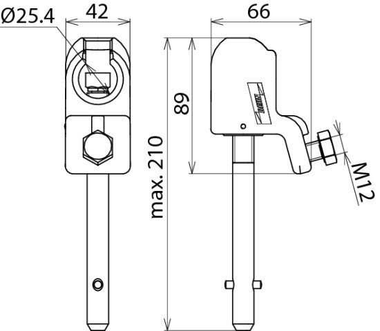 Dehn Ball Head Cap 16-150mm Square D25mm - 772324