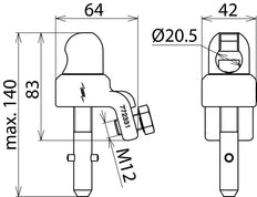 Dehn Adjustable Ball Head Cap D 20mm For Cables 16-120mm2 - 772331