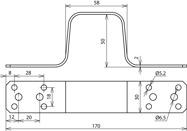 Dehn Bridging Bracket L 170mm Al Without Central Bore - 377016 [2 pieces]